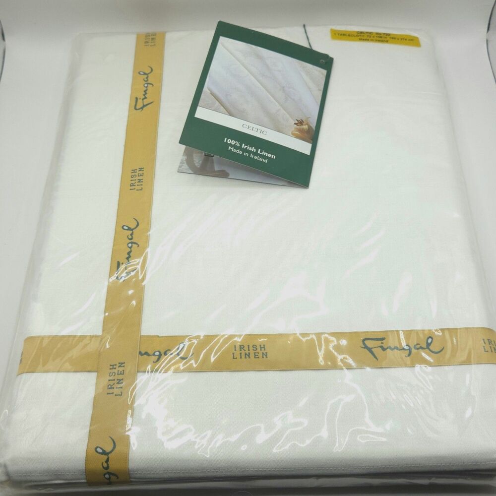 Fingal 72 x 108 inch Irish Linen Tablecloth Celtic Pattern #722 Unopened NOS